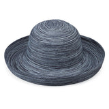 Denim Wallaroo Sydney UPF 30+ packable hat by Wallaroo Hat Company, featuring wide brim and sun protection.