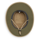 Khaki Summit UPF 50+ bucket hat by Wallaroo Hat Company with wide brim and adjustable M-L size for sun protection.