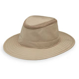 Khaki Summit UPF 50+ bucket hat by Wallaroo Hat Company, wide brim, lightweight, sun protection, adjustable for men and women