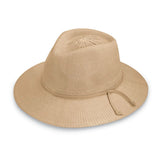 Mixed beige Victoria Fedora hat by Wallaroo Hat Company with UPF 50+ sun protection, stylish wide-brim design.