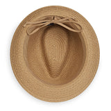Natural M/L Wallaroo Justin packable hat with wide brim and neutral color, designed for sun protection and easy packing.