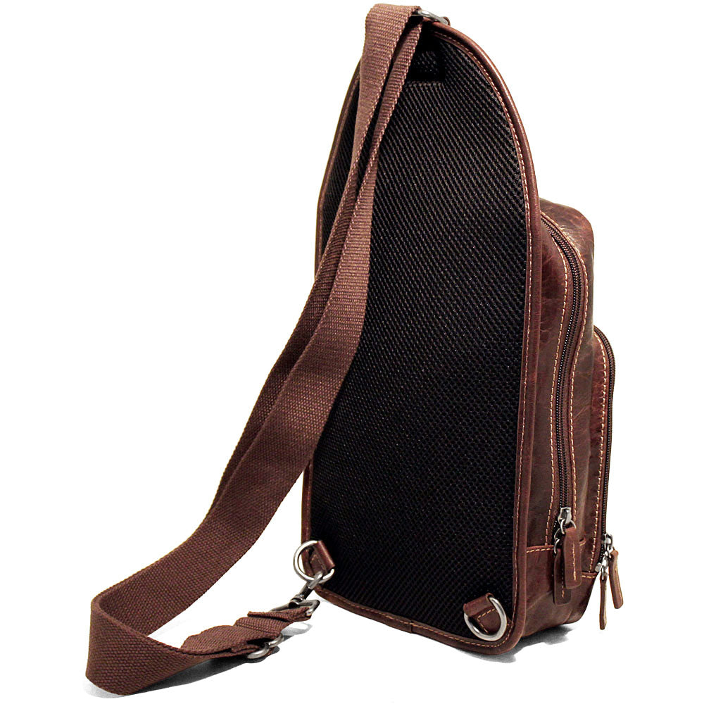 Vegan Leather Sling Bag With Adjustable Guitar Strap - Main Body Full  Zipper Closure - Hidden Front Pocket With 3 Card Slots and Button Closure -  Length And Side Adjustable Strap (Approximately