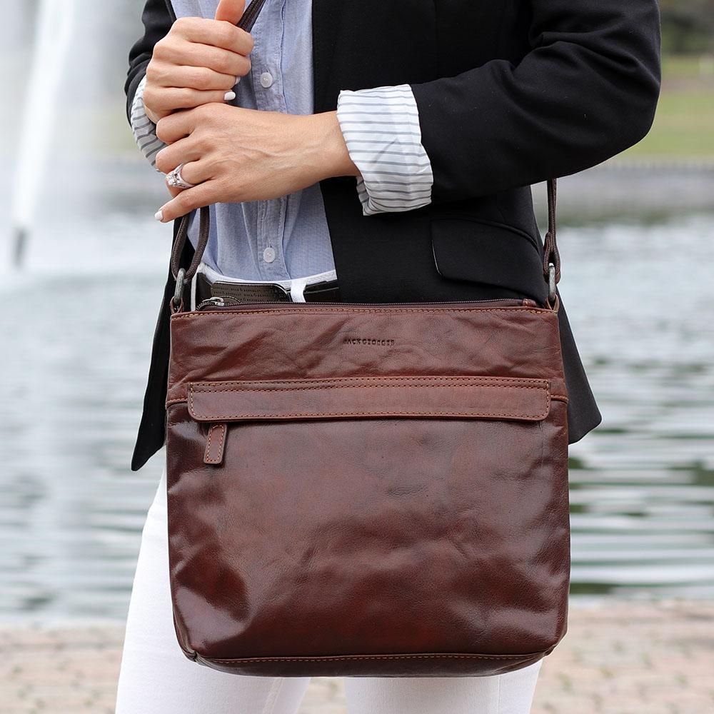Jack Georges Hornback Croco Serena Crossbody Bag #HB622 - Buffalo Leather