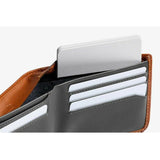 Bellroy Hide & Seek Wallet Lo showing sleek leather design with card slots and cash compartment on a neutral background.