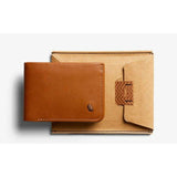 Bellroy Hide & Seek Wallet Lo in caramel leather showing slim design with card slots and sleek finish.
