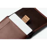 Bellroy Note Sleeve wallet in cocoa leather showing multiple card slots and sleek design.