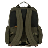 Bric's X-Collection Nomad backpack in durable fabric with multiple compartments and leather accents, designed for stylish travel.