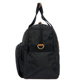 Bric's X-Collection holdall boarding tote bag with multiple pockets, featuring black fabric and leather accents.