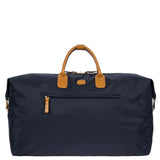 Bric's X-Collection 22-inch deluxe duffle bag in black with leather accents and sturdy handles for travel.