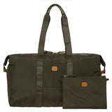 Bric's X-Collection 22-inch folding duffle bag in durable fabric with handle and zip closure, designed for travel or storage.