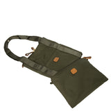 Bric's X-Collection 22-inch folding duffle bag with gray fabric, sturdy handles, and zipper closure for travel storage