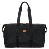 Bric's X-Collection 22-inch folding duffle bag with durable fabric and multiple compartments, shown with zipped closure and handle.