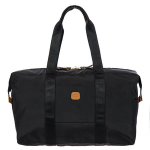 Bric's X-Collection 18-inch folding duffle bag in durable fabric with handles and zipper closure, designed for travel and storage.