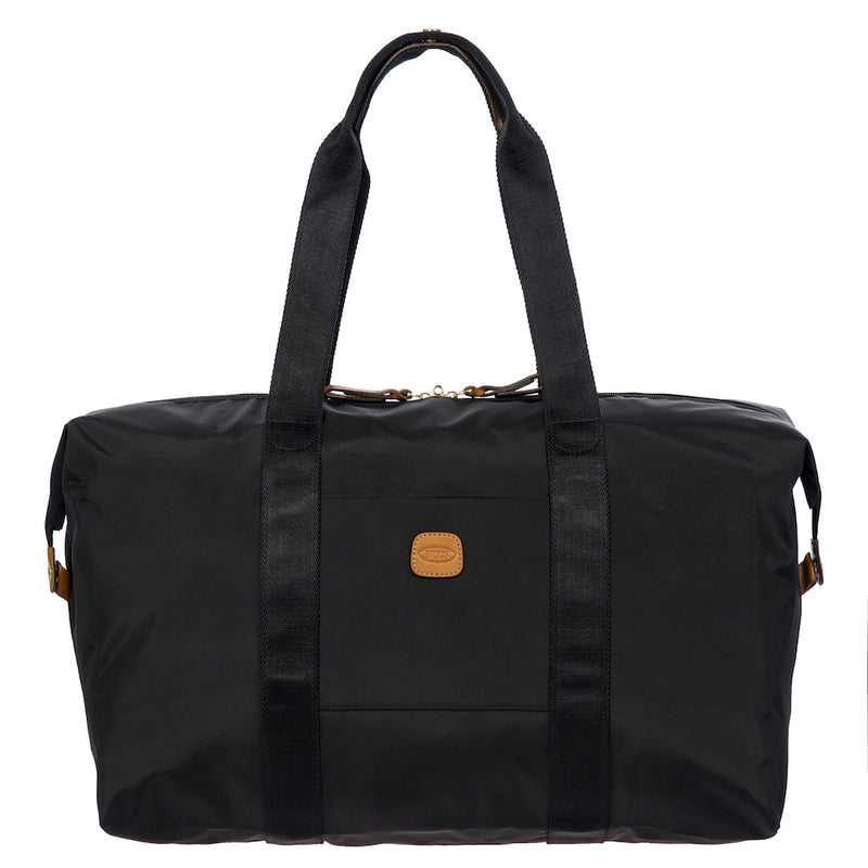 Bric's X-Collection 18-inch folding duffle bag in durable fabric with handles and zipper closure, designed for travel and storage.