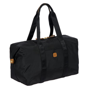 Bric's X-Collection 18-inch folding duffle bag with durable fabric and sleek design, displayed with the bag partially folded.
