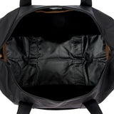 Bric's X-Collection 18-inch folding duffle bag with black nylon material and sturdy handles.