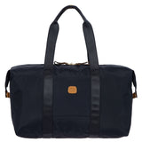 Bric's X-Collection 18-inch folding duffle bag in durable fabric with leather accents and a spacious main compartment.