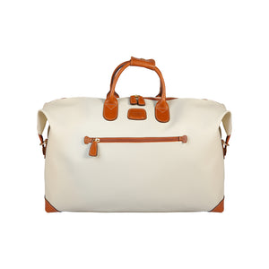 Bric's Firenze 22-inch cargo duffel bag in durable fabric with leather accents and top handle for travel.