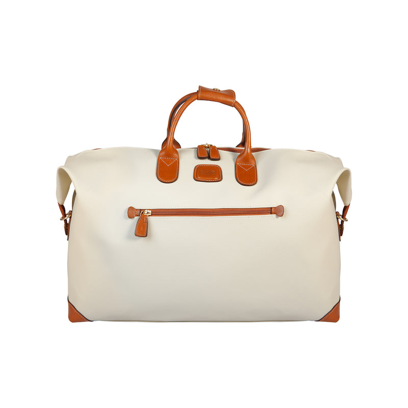 Bric's Firenze 22-inch cargo duffel bag in durable fabric with leather accents and top handle for travel.
