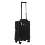 Bric's X-Collection 21-inch carry-on spinner luggage with four wheels and a sleek black design, showing the front view and handle.