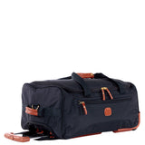 Bric's X-Collection 21-inch rolling duffle luggage with durable fabric and a telescoping handle, shown with zipper compartments.