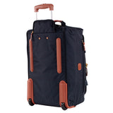 Bric's X-Collection 21-inch rolling duffle luggage with durable fabric and adjustable handle, featuring multiple zippered compartments.