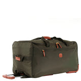 Bric's X-Collection 28-inch rolling duffle luggage with durable fabric and retractable handle, side wheels, and front zip pockets.