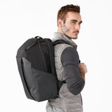 Briggs & Riley ZDX cargo backpack with multiple compartments, padded shoulder straps, and sleek black design for travel and daily use.