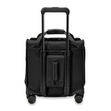 Briggs & Riley Baseline cabin spinner carry-on luggage in blue with four wheels and telescopic handle for travel.