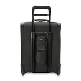 Briggs & Riley Baseline Global 2-Wheel Carry-On Luggage in blue with telescoping handle and four wheels for easy travel.