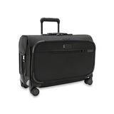 Briggs & Riley Baseline wide carry-on wheeled garment spinner luggage with handle and four spinner wheels against a white background.