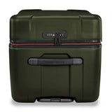 Briggs & Riley Torq extra large checked luggage trunk spinner with sturdy wheels and spacious interior for travel.