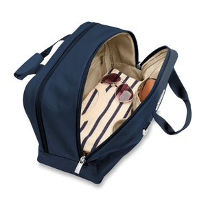 Briggs & Riley Baseline Executive Travel Duffle bag with durable fabric, leather accents, and multiple zippered compartments.