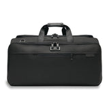 Briggs & Riley Baseline Garment Duffle bag with durable fabric, leather accents, and a spacious design for travel storage.
