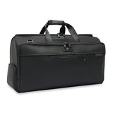 Briggs & Riley Baseline Garment Duffle bag with spacious main compartment, durable fabric, and leather accents.