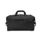 Briggs & Riley Baseline Weekender Duffle bag in black with handles and adjustable shoulder strap, spacious travel duffel for weekend trips.