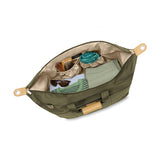 Briggs & Riley Baseline Weekender Duffle bag with black durable fabric, multiple zippered compartments, and leather accents.