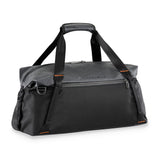 Briggs & Riley ZDX Cargo Satchel duffle bag with sturdy handles, exterior zip pockets, and sleek design for travel and storage.