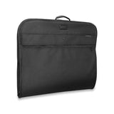 Briggs & Riley Baseline classic garment bag with leather accents, featuring a sleek design and multiple compartments for travel essentials.