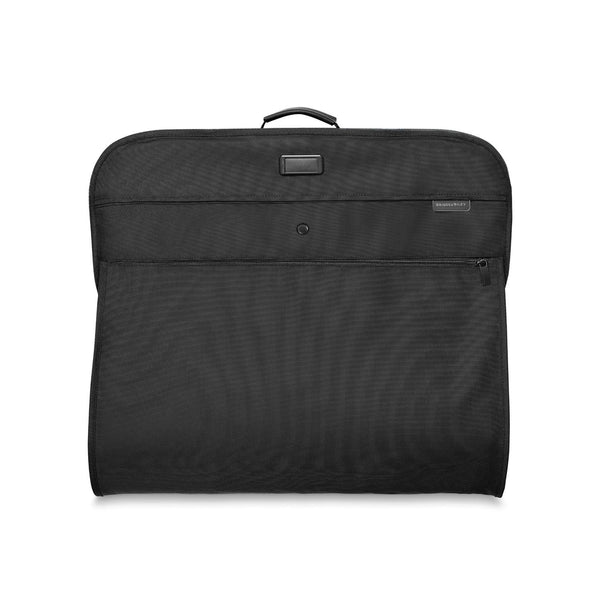 Briggs & Riley Baseline classic garment bag with padded shoulder strap and multiple compartments for travel clothing.