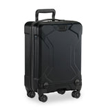 Briggs & Riley Torq domestic carry-on spinner with four wheels, hard-shell black luggage and integrated telescopic handle.