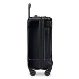 Briggs & Riley Torq domestic carry-on spinner with hard shell, four wheels, and telescoping handle, in black.