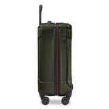 Briggs & Riley Torq international carry-on spinner suitcase with four wheels and hard shell in black, close-up view of the luggage.
