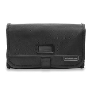 Briggs & Riley Baseline Slim Hangable Kit toiletry bag with hanging hook and multiple compartments for travel organization.