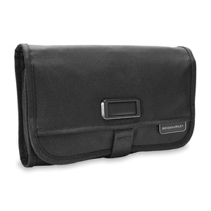 Briggs & Riley Baseline Slim Hangable Kit toiletry bag with zipper compartments and hanging hook, compact travel organizer.