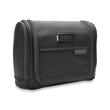 Briggs & Riley Baseline Deluxe Hangable Toiletry Kit with zippered compartments and hook for travel organization.