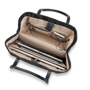Briggs & Riley Rhapsody Essential Tote bag in black with sleek design and sturdy handles, ideal for daily use and organization.