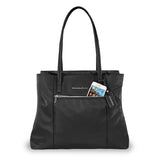 Briggs & Riley Rhapsody Essential Tote bag with multiple compartments and sturdy handles, shown in black.