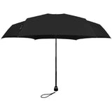 Black Davek Mini umbrella open, compact and sturdy with a sleek design, ideal for portability and rain protection.