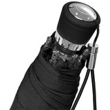 Black Davek Mini Umbrella with compact design and angled handle, perfect for portable rain protection.